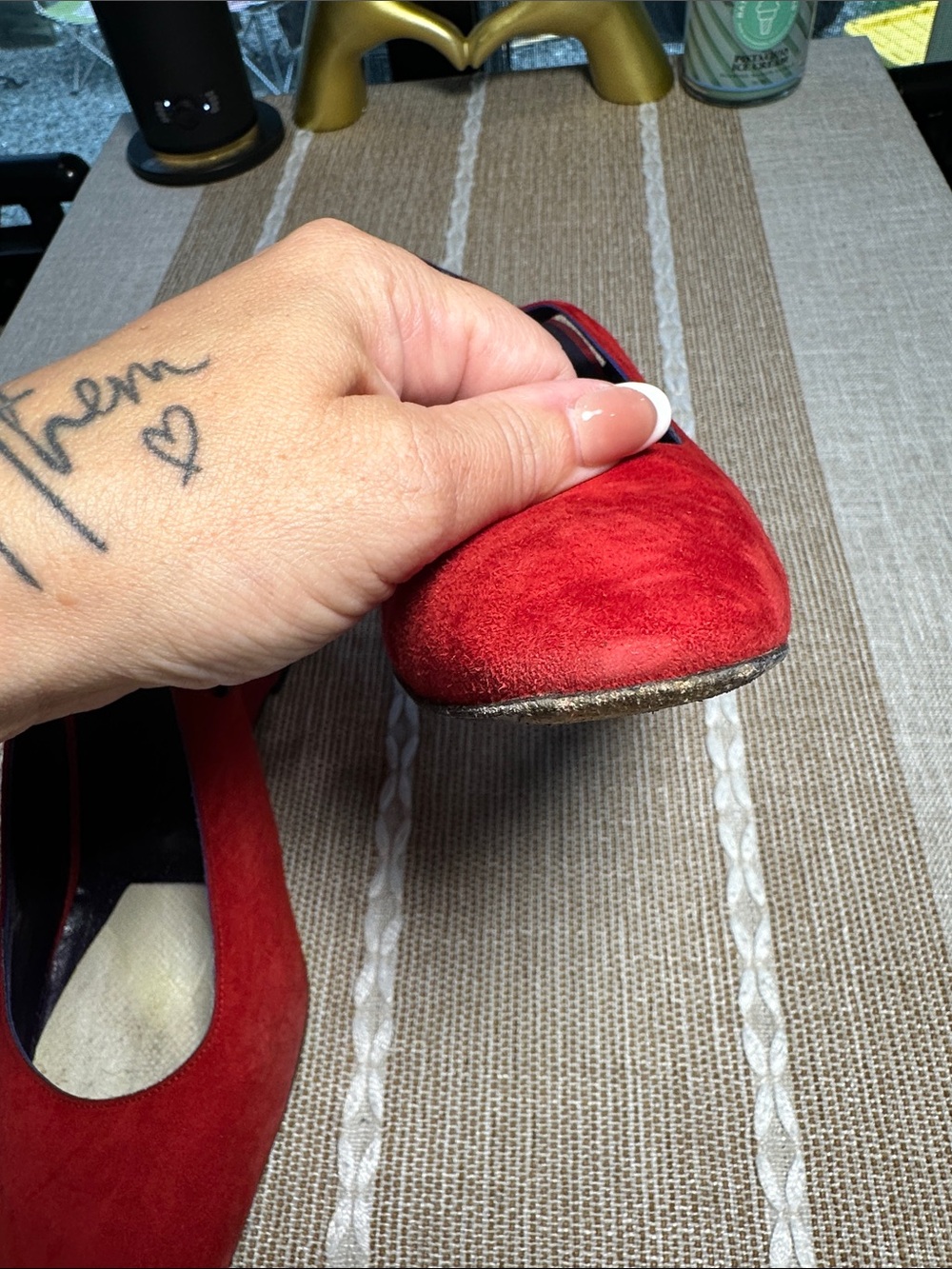 Fendi Red Suede Slingback Heels - Picture 4 of 12